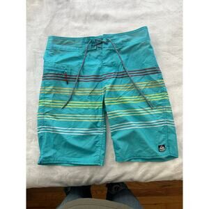 Reef Peeler Board Shorts Mens 28 Blue Yellow Drawstring Surfing Swim Trunks